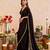 Black embroidered crepe silk blend saree set