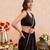 Black embroidered crepe silk blend saree set