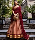 Women's Kanchi Cotton Checked Semi-Stitched Lehenga Choli with Georgette Dupatta