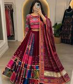 Marron Mirror Navratri Lehenga Choli With Dupatta