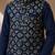 boys navy cotton kurta pyjama set with embroidered sequined waistcoat