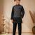 boys black cotton kurta pyjama set with embroidered sequined waistcoat