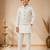boys white cotton kurta pyjama set with embroidered sequined waistcoat