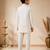 boys white cotton kurta pyjama set with embroidered sequined waistcoat