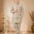 boys khaki satin kurta pyjama set with embroidered sequined waistcoat