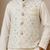 boys white cotton kurta pyjama set with embroidered sequined waistcoat