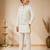 boys white cotton kurta pyjama set with embroidered sequined waistcoat