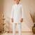 boys white cotton kurta pyjama set with embroidered sequined waistcoat