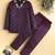 boys wine satin geometric embroidered sherwani trouser set