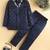 boys navy satin geometric embroidered sherwani trouser set
