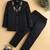boys black satin geometric embroidered sherwani trouser set