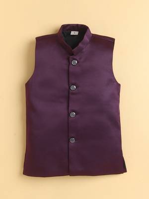 boys wine satin geometric embroidered sherwani trouser set 5