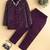 boys wine satin embroidered sherwani trouser set with waistcoat