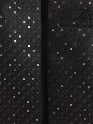 boys black satin geometric embroidered sherwani trouser set 4
