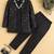 boys black satin embroidered sherwani trouser set with waistcoat