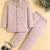 boys peach satin embroidered sherwani trouser set with waistcoat