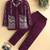 boys wine satin embroidered sherwani trouser set with waistcoat