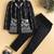 boys black satin embroidered sherwani trouser set with waistcoat