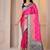 Premium rani pink and blue silk blend wedding and party wear saree with blouse