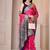 Premium rani pink and blue silk blend wedding and party wear saree with blouse