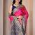 Premium rani pink and blue silk blend wedding and party wear saree with blouse