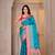 Premium firozi and pink silk blue wedding and party wear saree with blouse