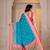 Premium firozi and pink silk blue wedding and party wear saree with blouse