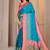 Premium firozi and pink silk blue wedding and party wear saree with blouse