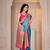 Premium firozi and pink silk blue wedding and party wear saree with blouse