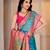 Premium firozi and pink silk blue wedding and party wear saree with blouse