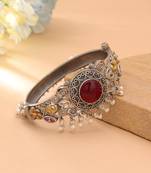 Maroon color two tone oxidised openable bracelet