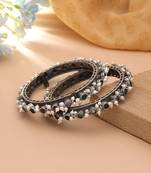 Multi color oxidised silver plated openable bangles
