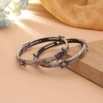 Multi color two tone oxidised openable bangles 1