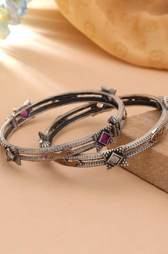 Multi color two tone oxidised openable bangles