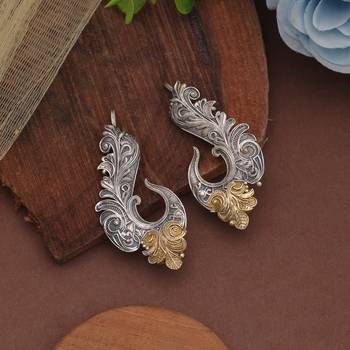 Silver & gold color dual tone oxidised earrings 1