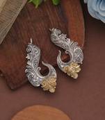 Silver & gold color dual tone oxidised earrings