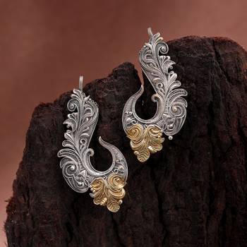 Silver & gold color dual tone oxidised earrings 2