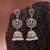Pink color dual tone oxidised jhumka earrings