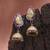 Pink color dual tone oxidised jhumka earrings