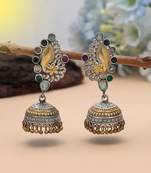 Multi color dual tone oxidised jhumka earrings