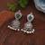 Green color silver plated oxidised dangle earrings
