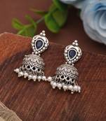 Blue color traditional oxidised dangle earrings