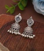 Black color silver plated oxidised dangle earrings