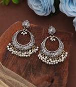 White color dual tone oxidised dangle earrings