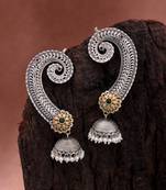 Green color dual tone oxidised earrings cuff