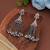 Pink color traditional oxidised dangle earrings