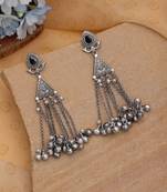 Black color silver plated oxidised dangle earrings