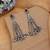 Black color silver plated oxidised dangle earrings
