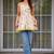 women's cotton blend floral printed flared top