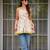 women's cotton blend floral printed flared top